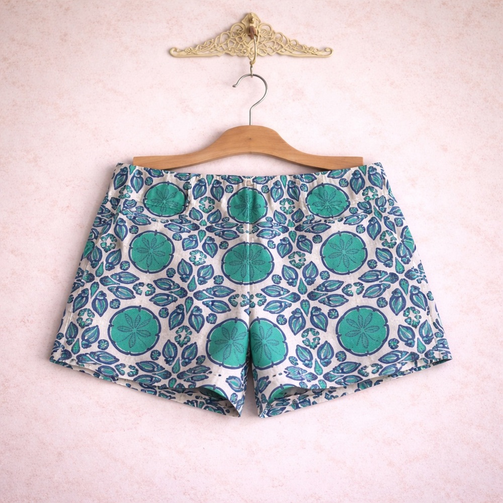 Vineyard Vines teal green tropical sand dollar shorts 0